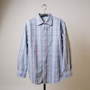 Turnbull Asser London Mens Blue Plaid Dress Shirt 100 Cotton‎ Royal Warrant